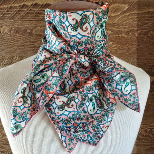 Habotai Prints: Paisley Flower Coral